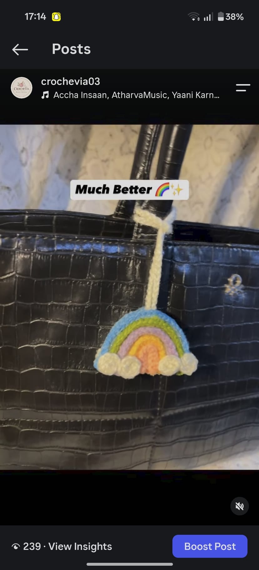 Crochet Rainbow Bag Charm - Image 1